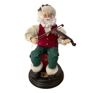 Grandeur Noel Fabric in Motion Violinist Santa Claus Musical Animated Moves Work